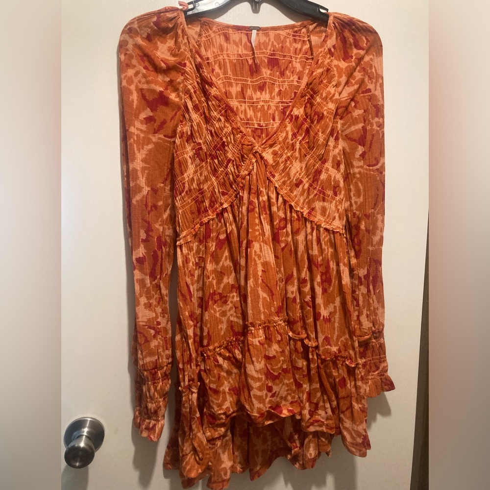 Free People Orange Tie-Dye Blouse